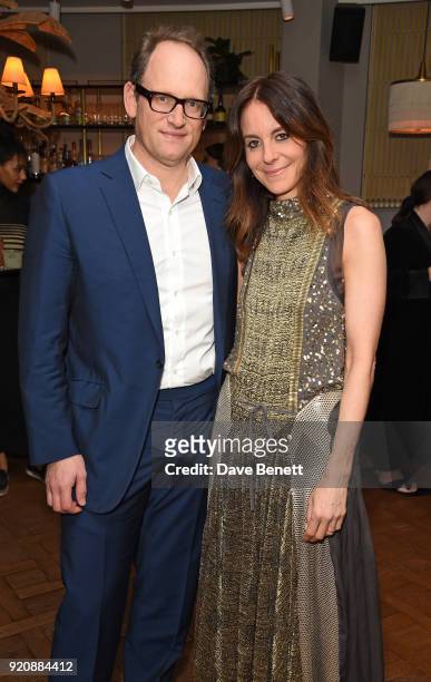 Alexander Loehnis and Alison Loehnis attend a cocktail party in honour of Alison Loehnis' 10 year anniversary at NET-A-PORTER on February 19, 2018 in...