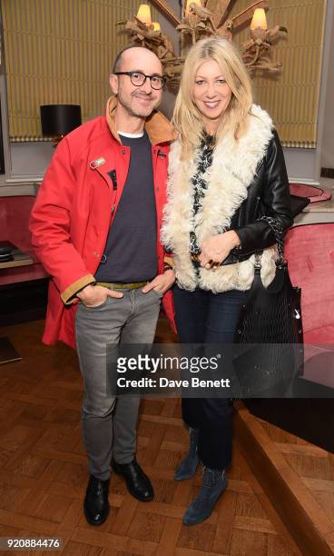 Gianluca Longo and Diane Kordas attend a cocktail party in honour of Alison Loehnis' 10 year anniversary at NET-A-PORTER on February 19, 2018 in...