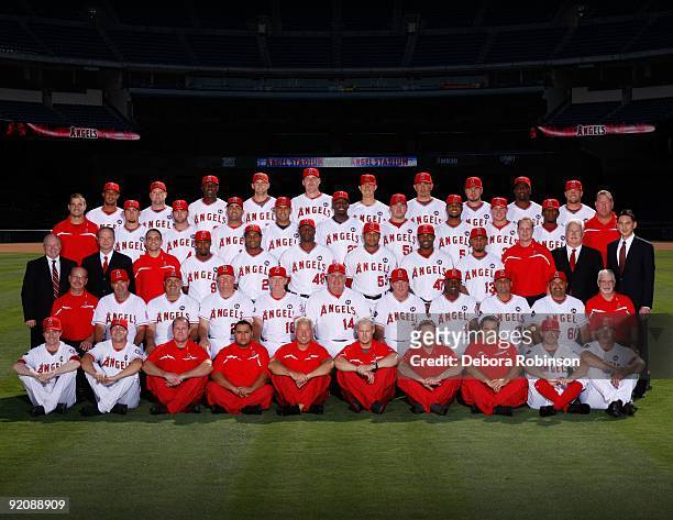The 2009 Los Angeles Angels of Anaheim pose for their 2009 team photo at Angel Stadium in Anaheim, California on September 21, 2009. BOTTOM ROW:...