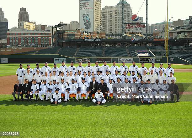 The Detroit Tigers pose for their 2009 team photo at Comerica Park on September 26, 2009 in Detroit, Michigan. Back Row : Curtis Granderson, Jeremy...