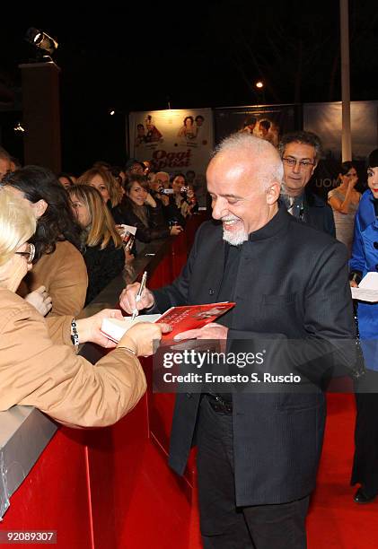 Autor Paulo Coelho attends Paulo Coelho's 'The Experimential Witch' Red Carpet during day 6 of the 4th Rome International Film Festival held at the...