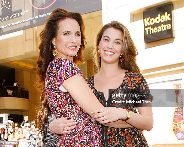 Andie MacDowell and her daughter, Rainey Qualley attend the ceremony honoring 100th Anniversary Of L'Oreal Beauty with a star on the Hollywood Walk...