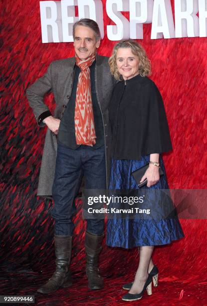 Jeremy Irons and Sinead Cusack attend the European Premiere of 'Red Sparrow' at the Vue West End on February 19, 2018 in London, England.