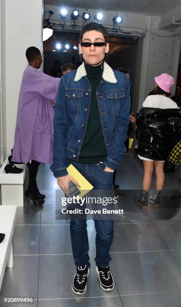 Kyle De Volle attends the Nicopanda show during London Fashion Week February 2018 at TopShop Show Space on February 19, 2018 in London, England.