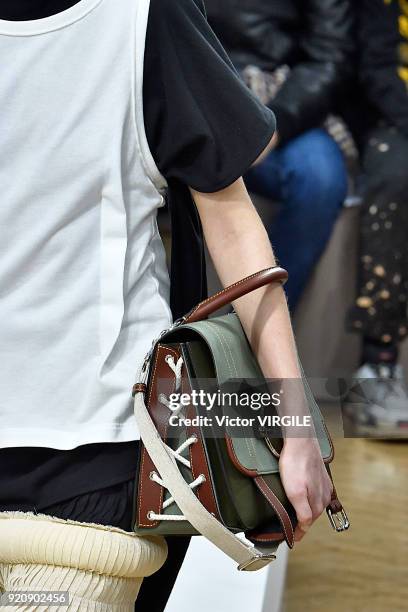 Model walks the runway at the JW Anderson Ready to Wear Fall/Winter 2018-2019 fashion show during London Fashion Week February 2018 on February 17,...