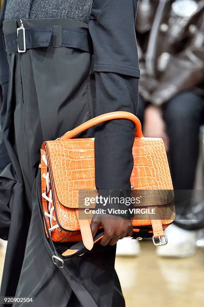 Model walks the runway at the JW Anderson Ready to Wear Fall/Winter 2018-2019 fashion show during London Fashion Week February 2018 on February 17,...