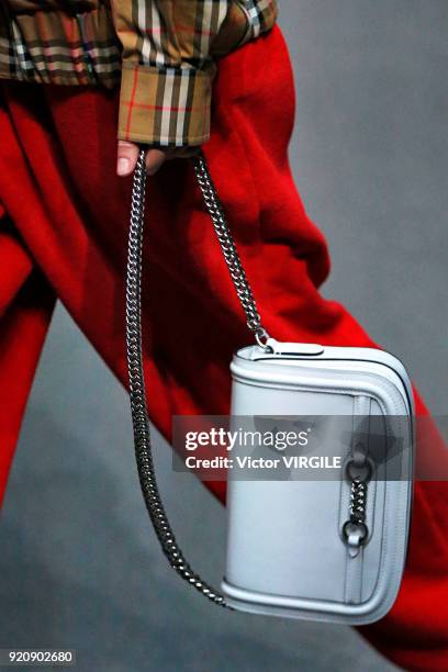 Model walks the runway at the Burberry Ready to Wear Fall/Winter 2018-2019 fashion show during London Fashion Week February 2018 on February 17, 2018...