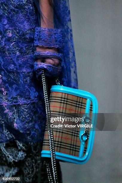 Model walks the runway at the Burberry Ready to Wear Fall/Winter 2018-2019 fashion show during London Fashion Week February 2018 on February 17, 2018...