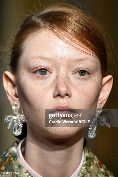 Model walks the runway at the Simone Rocha Ready to Wear Fall/Winter 2018-2019 fashion show during London Fashion Week February 2018 on February 17,...