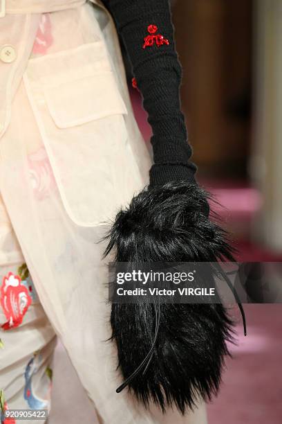 Model walks the runway at the Simone Rocha Ready to Wear Fall/Winter 2018-2019 fashion show during London Fashion Week February 2018 on February 17,...