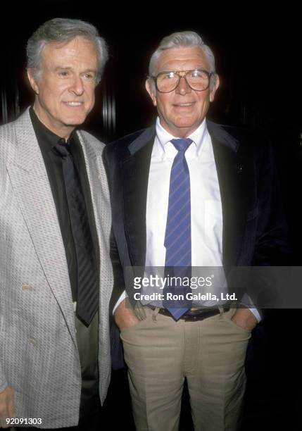 Actors Robert Culp and Andy Griffith attend a "Tribute to Danny Thomas and Sheldon Leonard" on March 23, 1990 at Los Angeles County Museum of Art in...