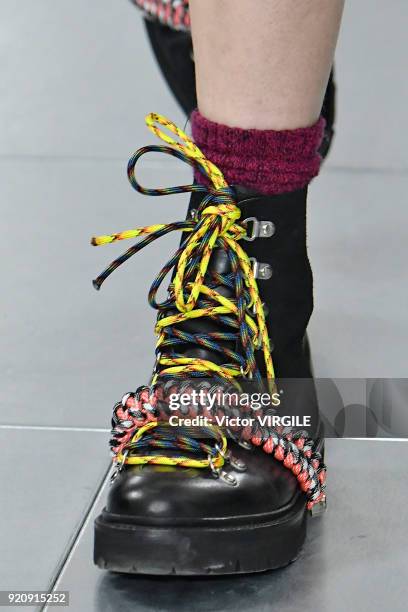 Model walks the runway at the House Of Holland Ready to Wear Fall/Winter 2018-2019 fashion show during London Fashion Week February 2018 on February...