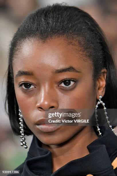 Model walks the runway at the House Of Holland Ready to Wear Fall/Winter 2018-2019 fashion show during London Fashion Week February 2018 on February...