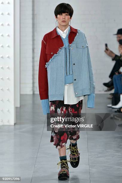 Model walks the runway at the House Of Holland Ready to Wear Fall/Winter 2018-2019 fashion show during London Fashion Week February 2018 on February...