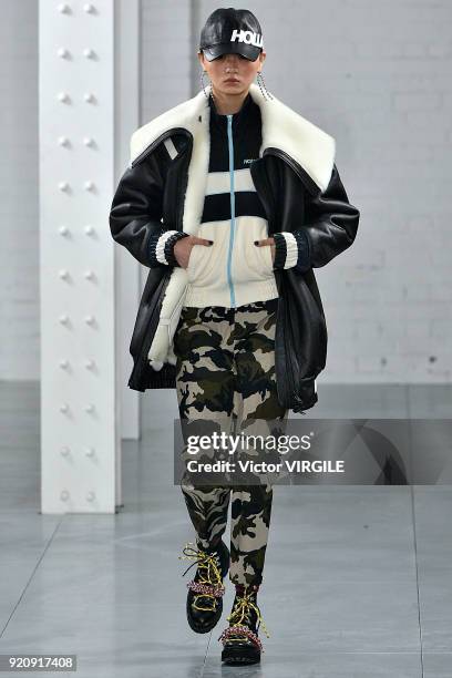 Model walks the runway at the House Of Holland Ready to Wear Fall/Winter 2018-2019 fashion show during London Fashion Week February 2018 on February...