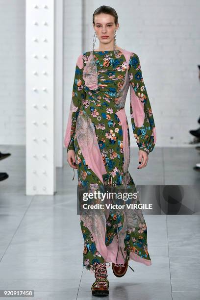 Model walks the runway at the House Of Holland Ready to Wear Fall/Winter 2018-2019 fashion show during London Fashion Week February 2018 on February...