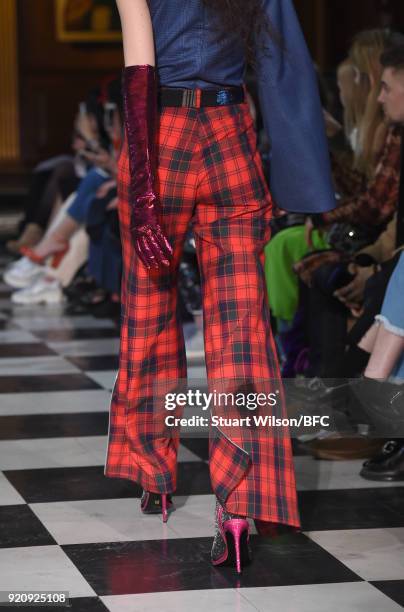 Models walk the runway at the AV Robertson show during London Fashion Week February 2018 at St Andrews Church, Holborn on February 19, 2018 in...