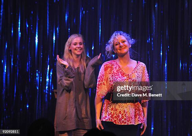 Actresses Diana Vickers and Lesley Sharp perform on stage during the press night of 'The Rise And Fall Of Little Voice', at The Vaudeville Theatre on...