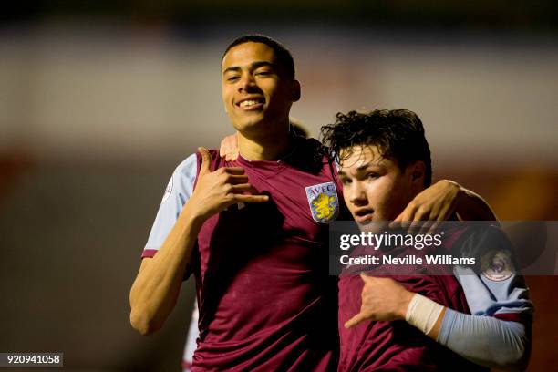 Harvey Knibbs of Aston Villa scores for Aston Villa during the Premier League 2 match between Aston Villa and Wolverhampton Wanderers at Banks'...