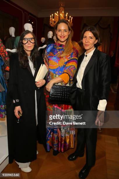 Nina Kuhn and Mandy Bienek attend 'An Evening of German Fashion' at the German Embassy on February 19, 2018 in London, England.