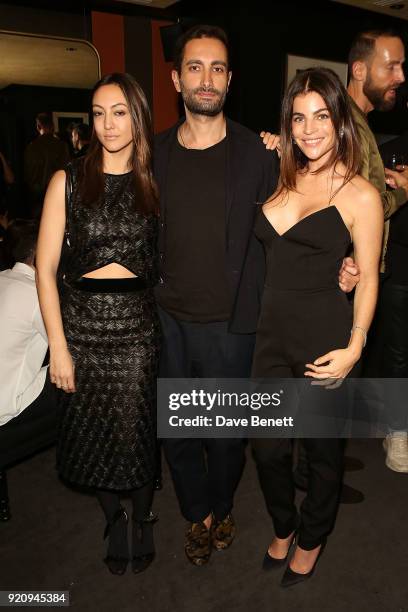 Fiorina Benveniste, Navid Mirtorabi and Julia Restoin Roitfeld attend the Julia Restoin Roitfeld & CR Fashion Book drinks party at Blakes Hotel on...