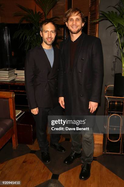 Christopher de Vos and Peter Pilotto attend the Julia Restoin Roitfeld & CR Fashion Book drinks party at Blakes Hotel on February 19, 2018 in London,...