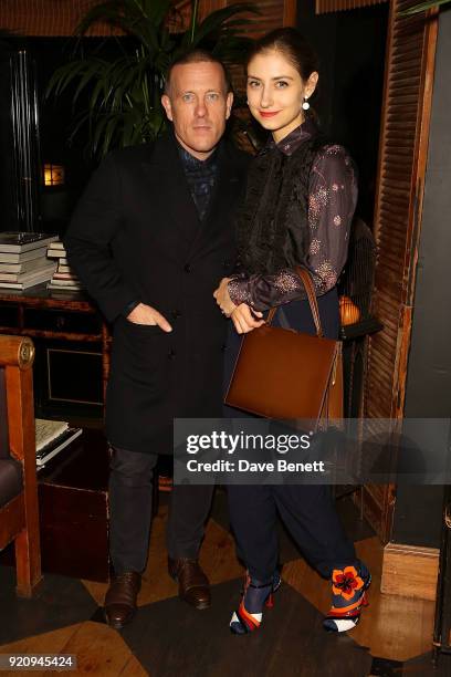 Scott Schuman and Jenny Walton attend the Julia Restoin Roitfeld & CR Fashion Book drinks party at Blakes Hotel on February 19, 2018 in London,...