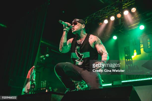 Singer George Johnny 3 Tears Ragan of Hollywood Undead performs live on stage during a concert at the Huxleys Neue Welt on February 19, 2018 in...