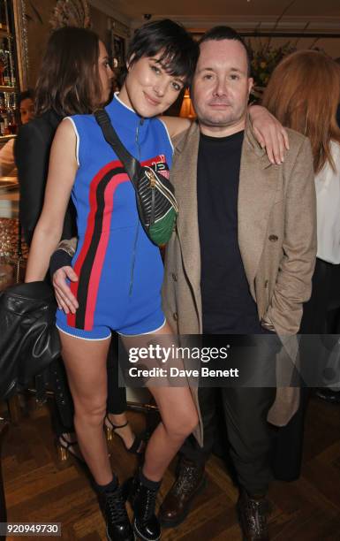 Eliza Cummings and Kim Jones attend the LOVE x Miu Miu Women's Tales dinner hosted by Katie Grand and Elle Fanning at Loulou's on February 19, 2018...