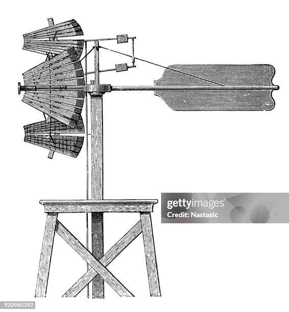 wind pump side view - paper windmill stock illustrations