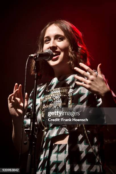 German singer Alice Merton performs live on stage during a concert at the Columbia Theater on February 19, 2018 in Berlin, Germany.