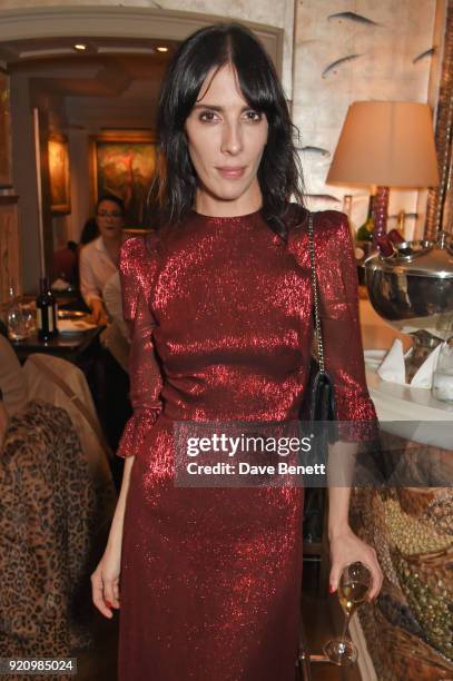 Jamie Bochert attends the LOVE x Miu Miu Women's Tales dinner hosted by Katie Grand and Elle Fanning at Loulou's on February 19, 2018 in London,...