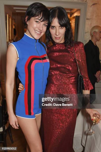 Eliza Cummings and Jamie Bochert attend the LOVE x Miu Miu Women's Tales dinner hosted by Katie Grand and Elle Fanning at Loulou's on February 19,...