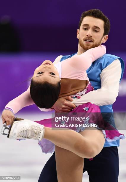 South Korea's Yura Min and South Korea's Alexander Gamelin compete in the ice dance free dance of the figure skating event during the Pyeongchang...