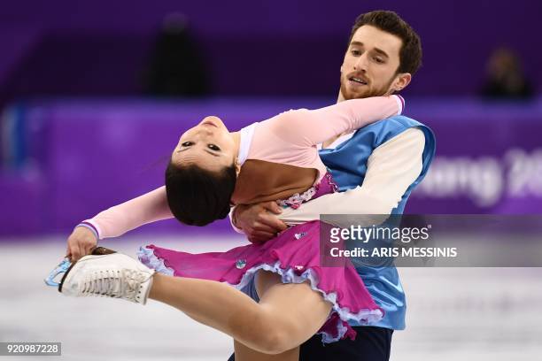 South Korea's Yura Min and South Korea's Alexander Gamelin compete in the ice dance free dance of the figure skating event during the Pyeongchang...