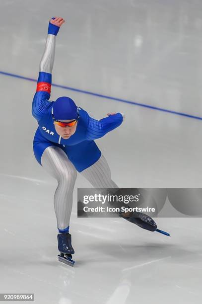 South Korea Angelina Golikova heads down the backstretch during the 1000M Ladies Final during the 2018 Winter Olympic Games at Gangneung Oval on...