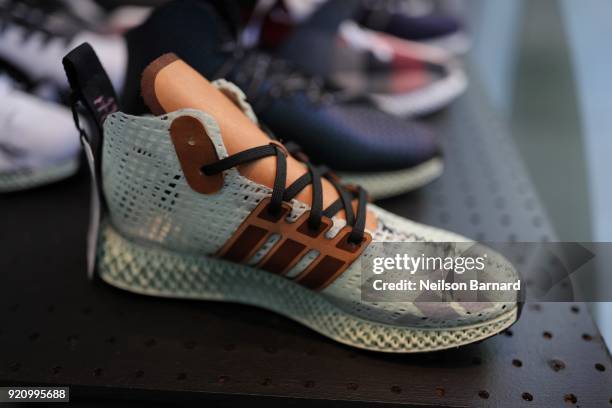 Custom adidas at Maker Lab at adidas Creates 747 Warehouse St. - an event in basketball culture on February 17, 2018 in Los Angeles, California.