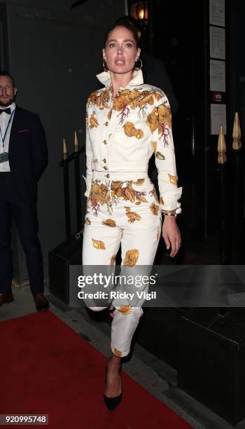 Doutzen Kroes seen attending a fashion party at MNKY HSE in Mayfair during LFW February 2018 on February 19, 2018 in London, England.