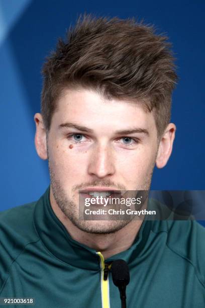 Hayden Smith of the Australian four man bobsleigh attends a press conference at the Main Press Centre during previews ahead of the PyeongChang 2018...