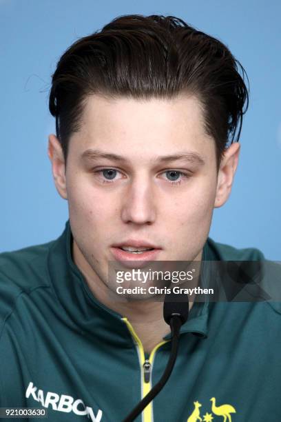 David Mari of the Australian four man bobsleigh attends a press conference at the Main Press Centre during previews ahead of the PyeongChang 2018...