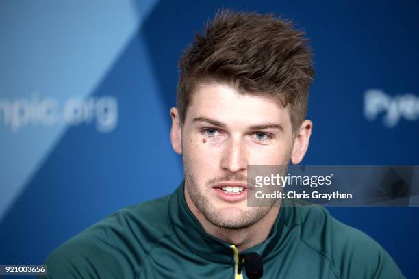 Hayden Smith of the Australian four man bobsleigh attends a press conference at the Main Press Centre during previews ahead of the PyeongChang 2018...