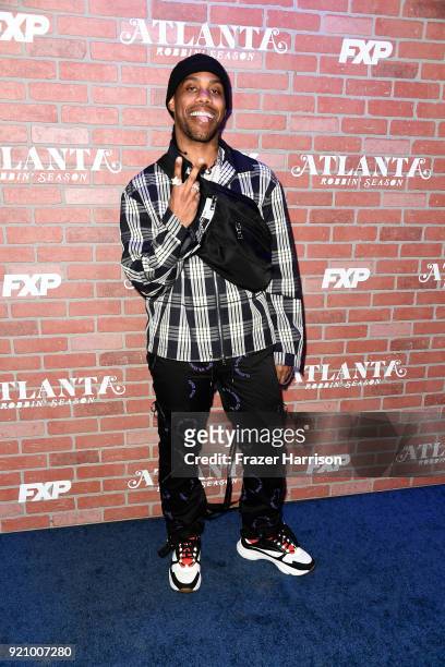 Reese LAFLARE attends the premiere for FX's "Atlanta Robbin' Season" at The Theatre at Ace Hotel on February 19, 2018 in Los Angeles, California.