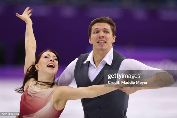 Ekaterina Bobrova and Dmitri Soloviev of Olympic Athlete from Russia compete in the Figure Skating Ice Dance Free Dance on day eleven of the...