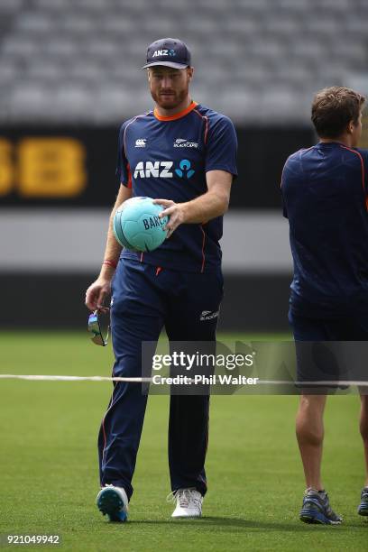 Martin Guptill of New Zealand during a New Zealand Blackcaps Training Session & Media Opportunity at Eden Park on February 20, 2018 in Auckland, New...