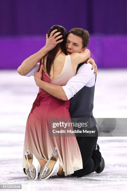 Ekaterina Bobrova and Dmitri Soloviev of Olympic Athlete from Russia compete in the Figure Skating Ice Dance Free Dance on day eleven of the...