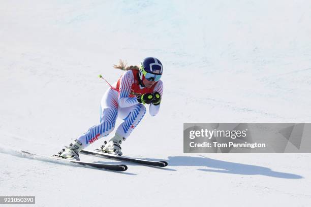 Lindsey Vonn of the United States makes a run during the Ladies' Downhill Alpine Skiing training on day eleven of the PyeongChang 2018 Winter Olympic...