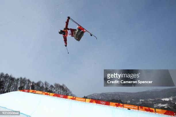 Mike Riddle of Canada trains during the Freestyle Skiing Men's Ski Halfpipe Qualification on day eleven of the PyeongChang 2018 Winter Olympic Games...