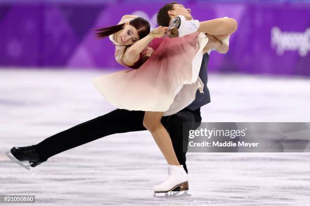 Ekaterina Bobrova and Dmitri Soloviev of Olympic Athlete from Russia compete in the Figure Skating Ice Dance Free Dance on day eleven of the...