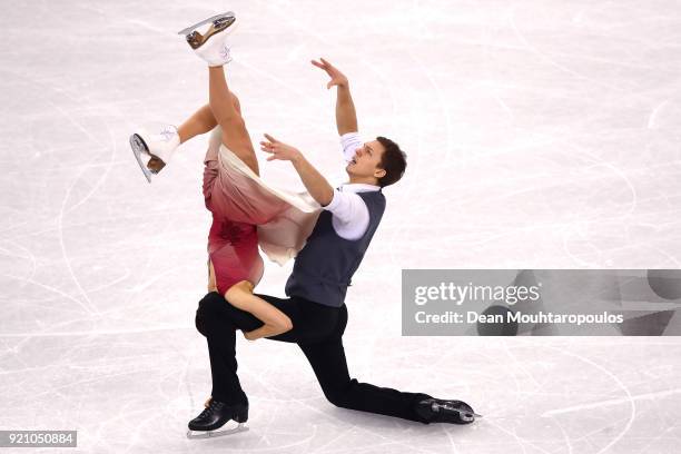 Ekaterina Bobrova and Dmitri Soloviev of Olympic Athlete from Russia compete in the Figure Skating Ice Dance Free Dance on day eleven of the...