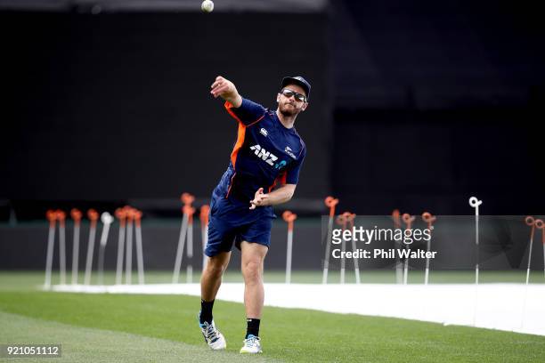 New Zealand Captain Kane Williamson throws the ball during a New Zealand Blackcaps Training Session & Media Opportunity at Eden Park on February 20,...